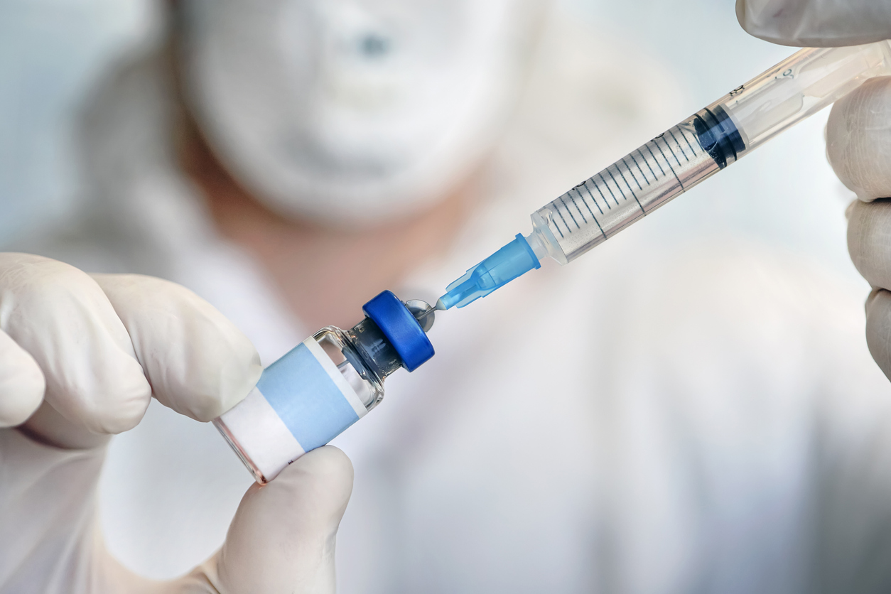Injectable parenteral drug in a glass vial